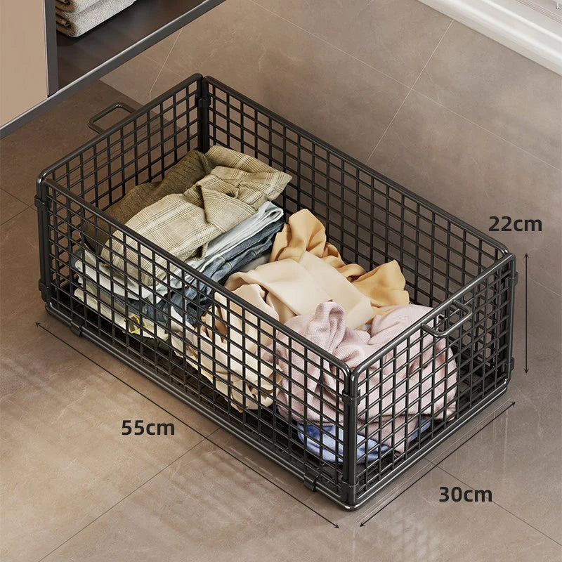 Under-Bed Storage Basket Ventilated Metal Mesh Locking Casters