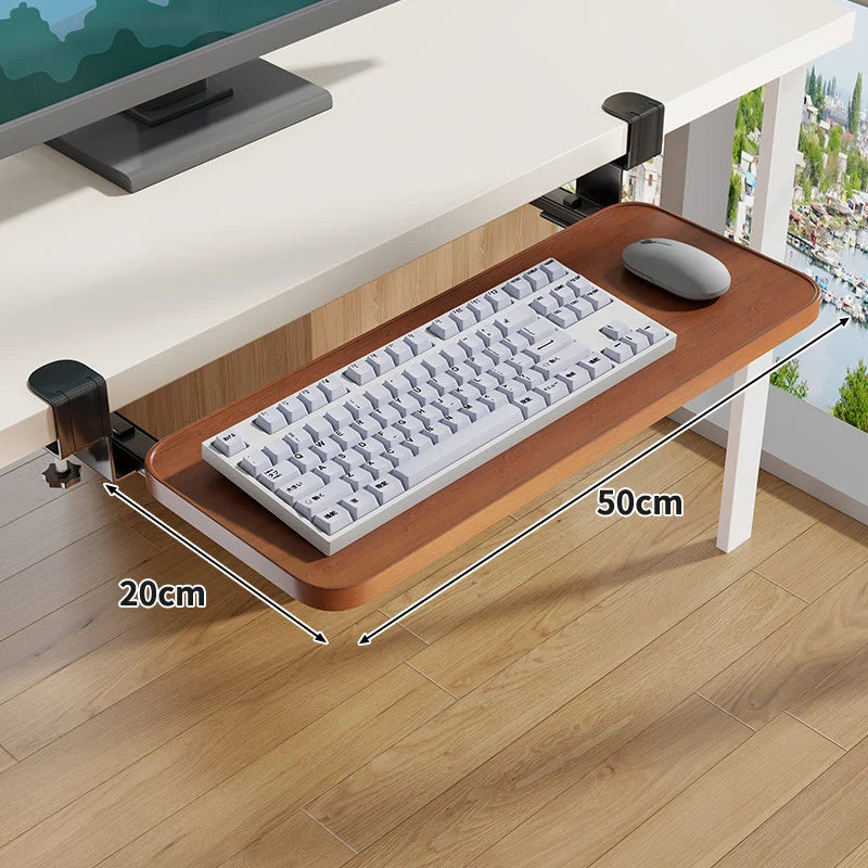Under-Desk Keyboard Tray Sliding Clamp-On No-Drill Mount
