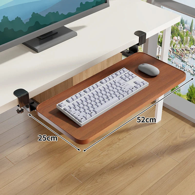 Under-Desk Keyboard Tray Sliding Clamp-On No-Drill Mount