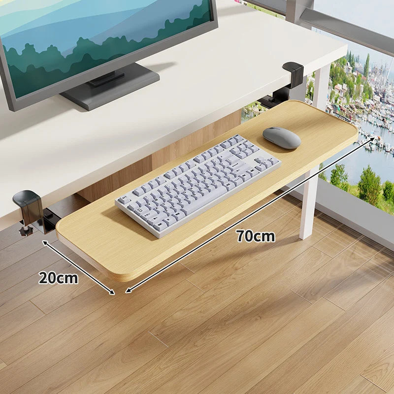 Under-Desk Keyboard Tray Sliding Clamp-On No-Drill Mount