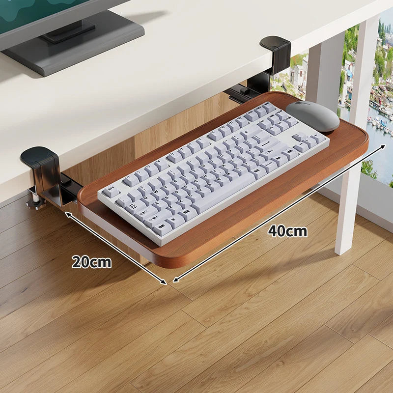 Under-Desk Keyboard Tray Sliding Clamp-On No-Drill Mount