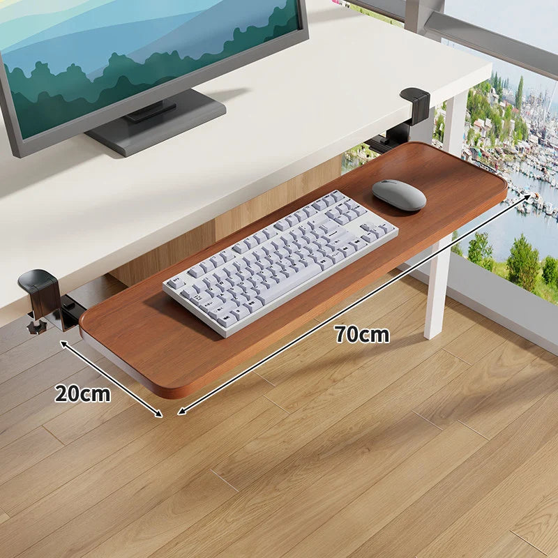 Under-Desk Keyboard Tray Sliding Clamp-On No-Drill Mount