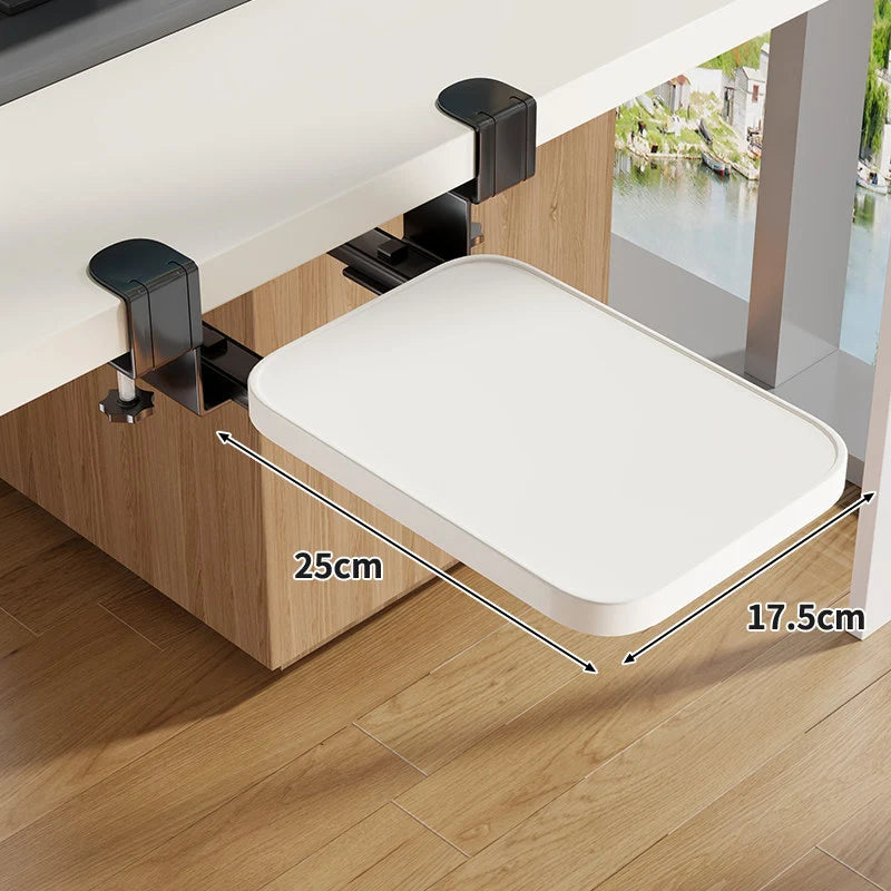 Under-Desk Keyboard Tray Wooden Pull-Out Clamp-On No-Drill Mount