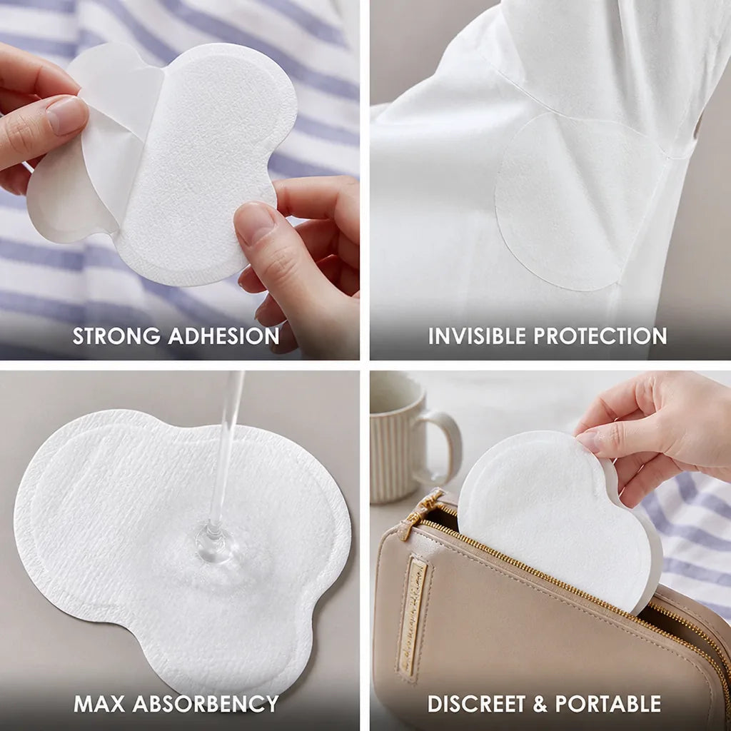 Underarm Sweat Pads Seamless Adhesive Absorbent Odor Control