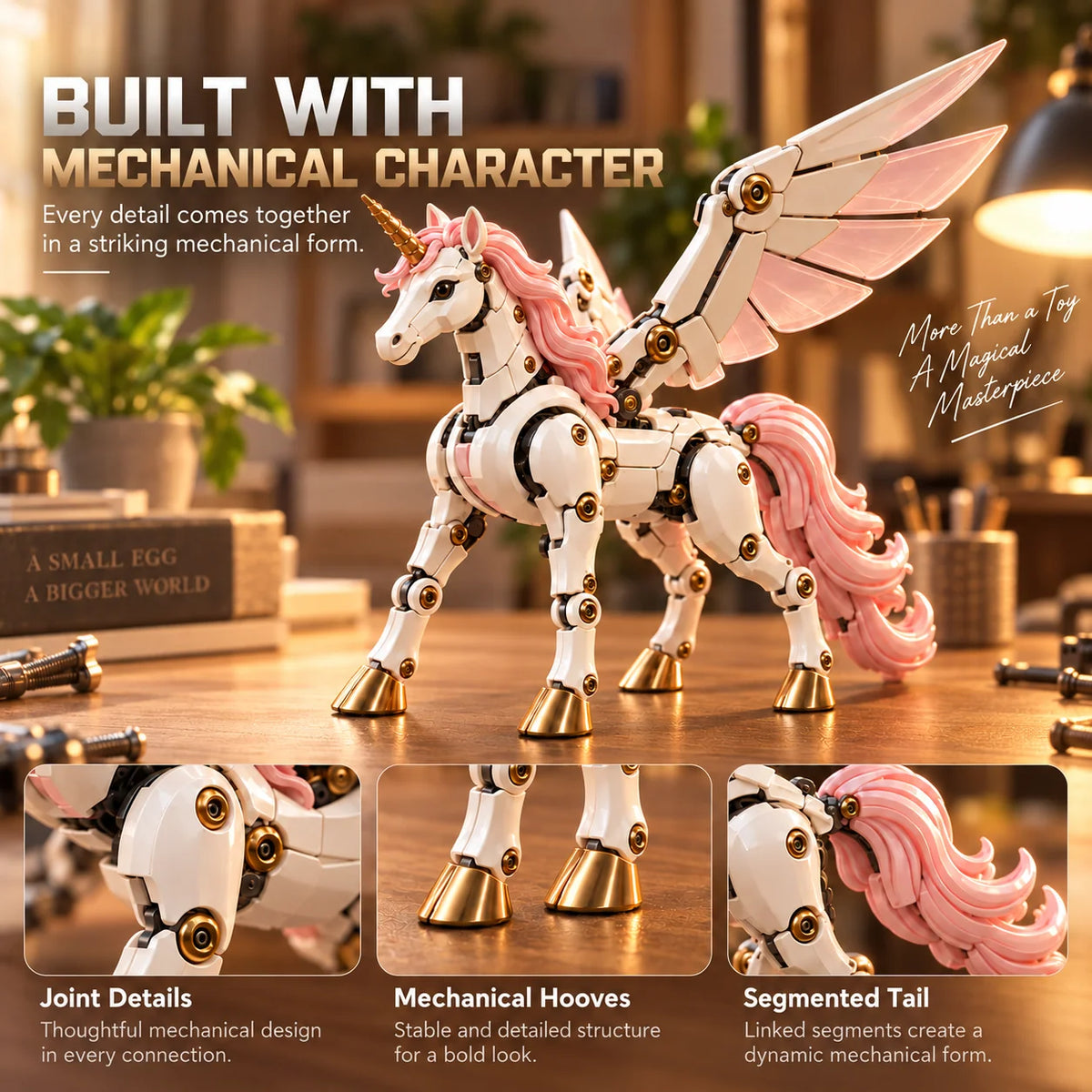 Unicorn Figure Transforming Egg to Winged Unicorn