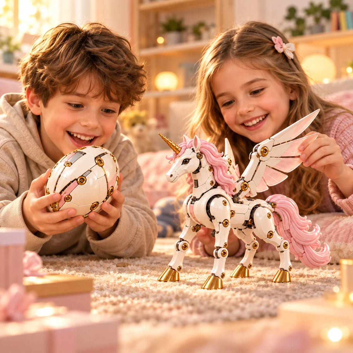 Unicorn Figure Transforming Egg to Winged Unicorn