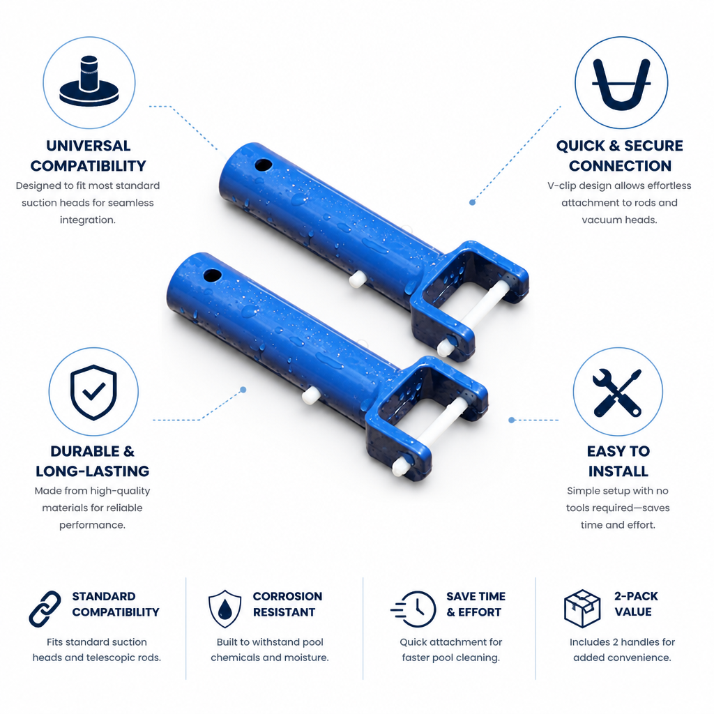 Universal Quick-Attach V-Clip Pool Vacuum Handle (2-Pack)