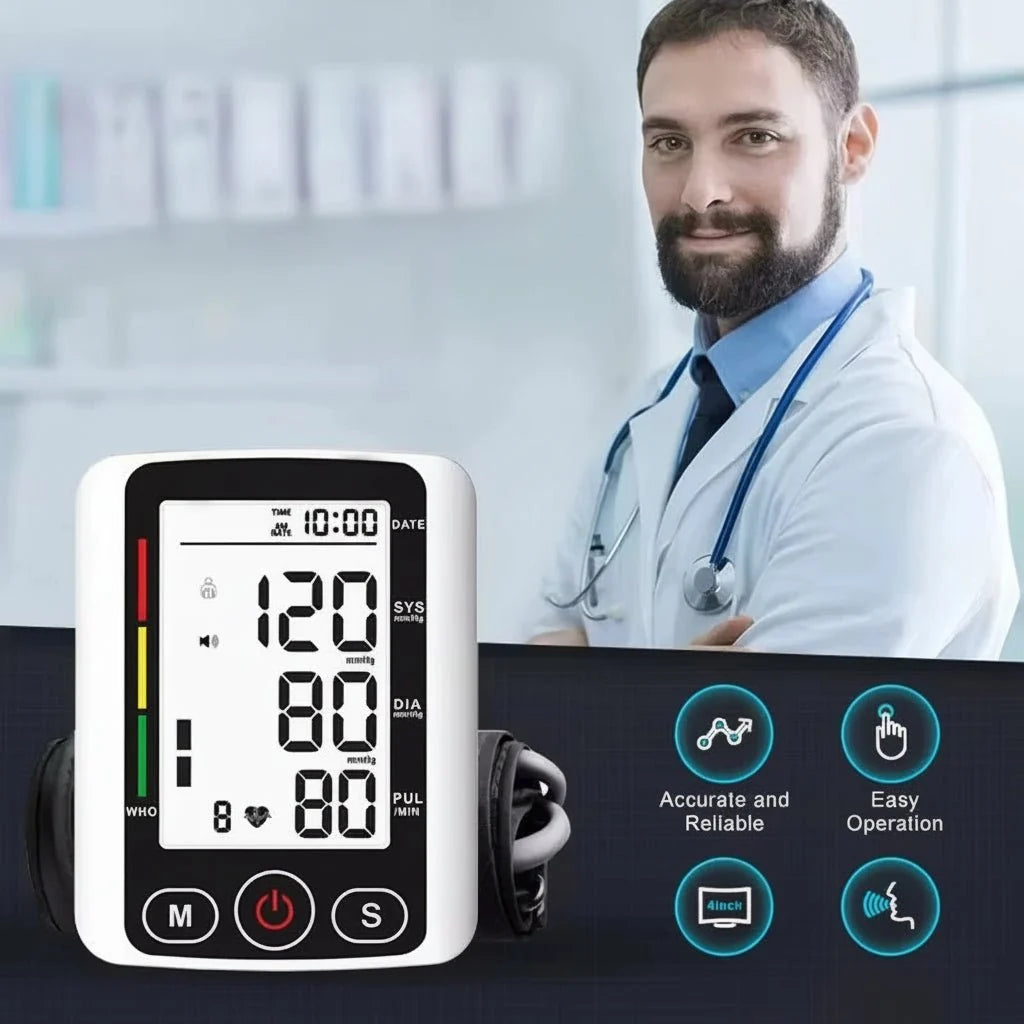 Upper Arm Blood Pressure Monitor Backlit LCD Memory Function
