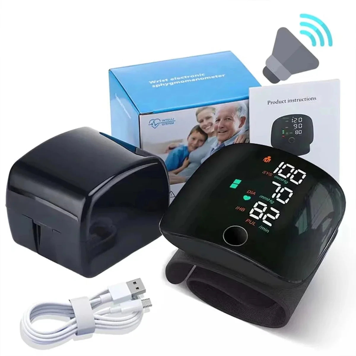 Upper Arm Blood Pressure Monitor Backlit LCD Memory Function