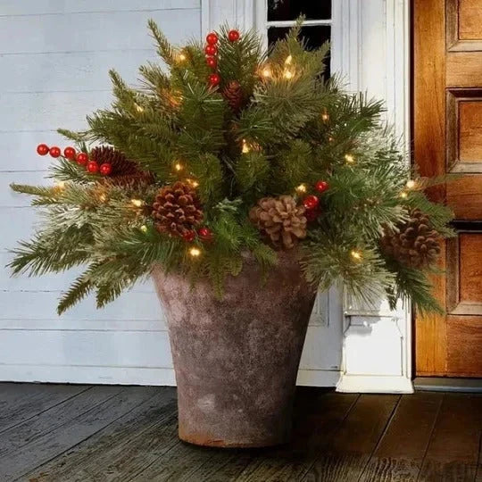 Urn Filler Evergreen Pre-Lit 35 Warm White Lights