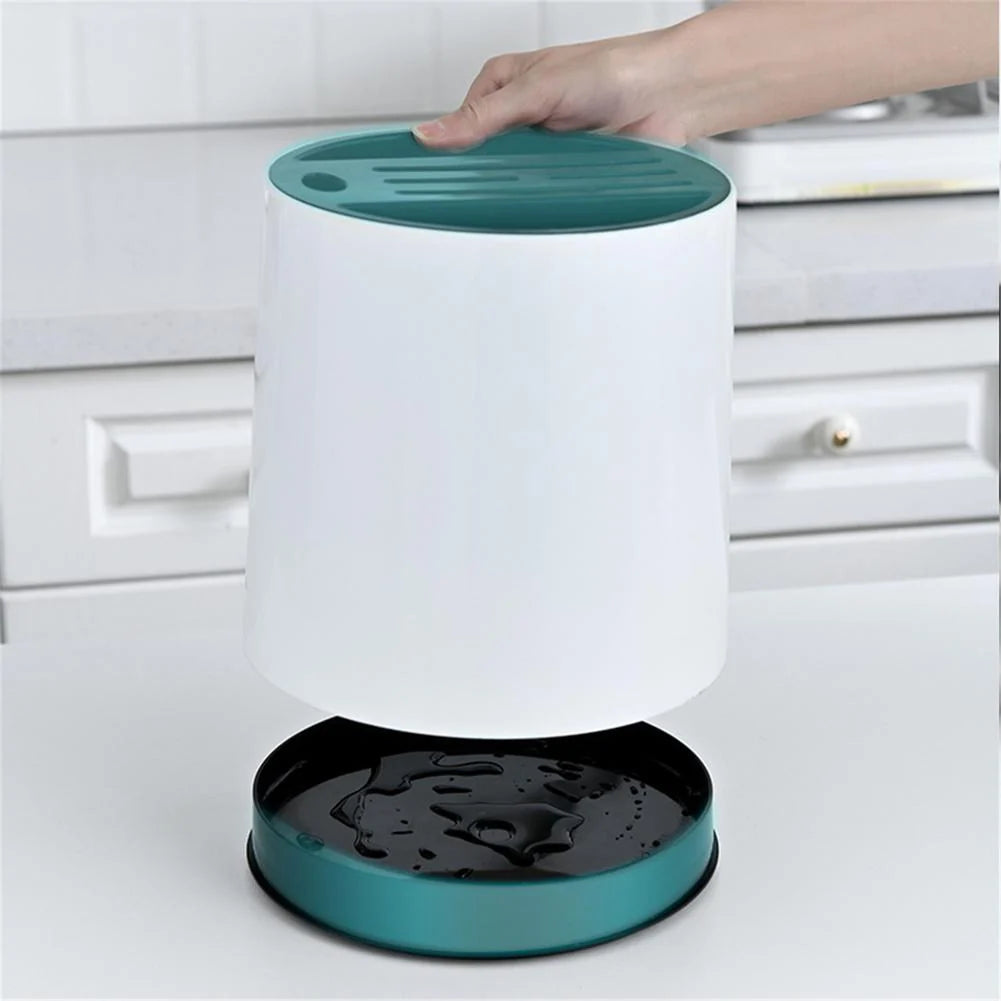 Utensil & Knife Holder Rotating Multi-Compartment Drainable Base