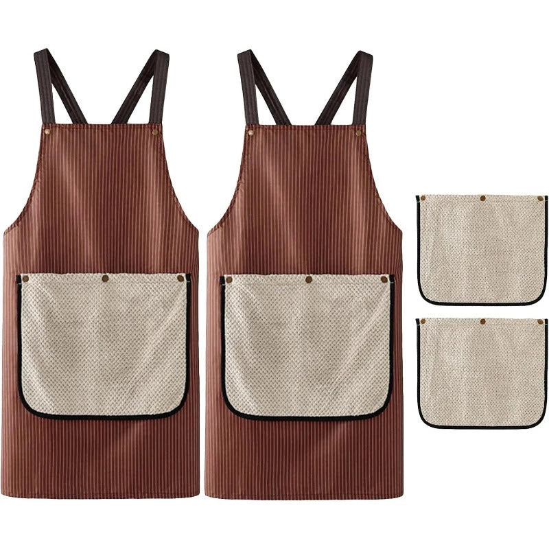 Utility Apron Waterproof Oil-Resistant With Detachable Towels