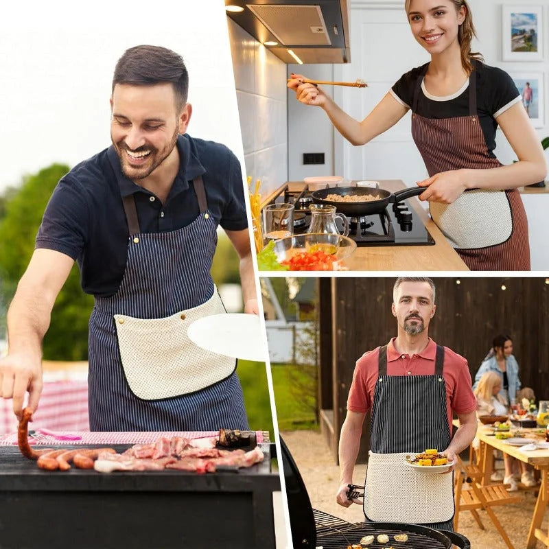 Utility Apron Waterproof Oil-Resistant With Detachable Towels