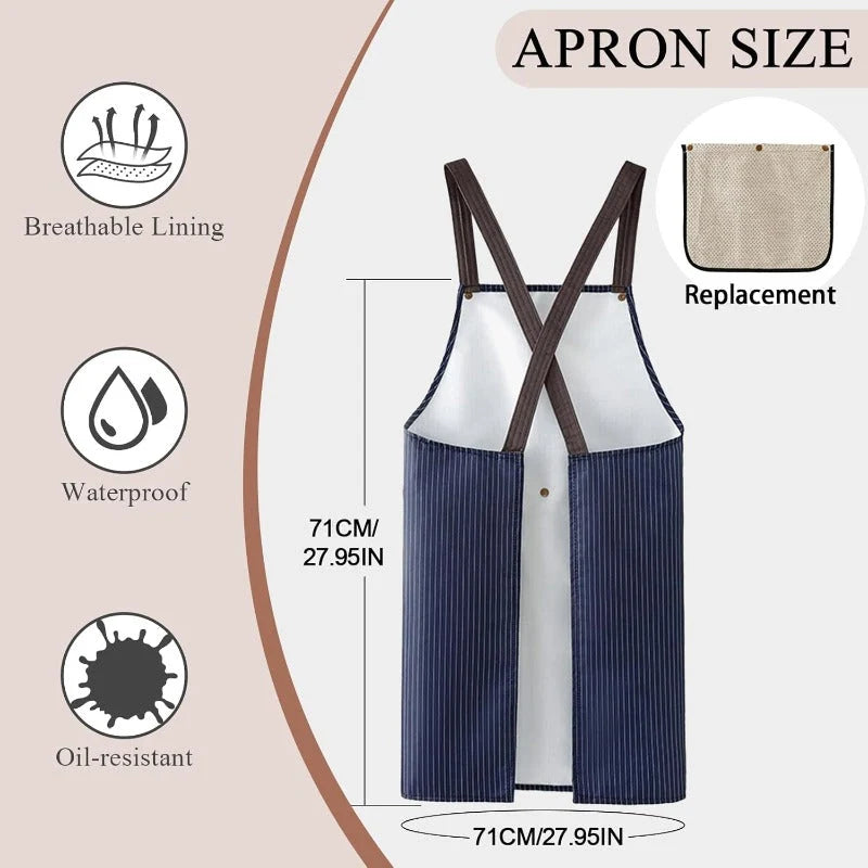 Utility Apron Waterproof Oil-Resistant With Detachable Towels