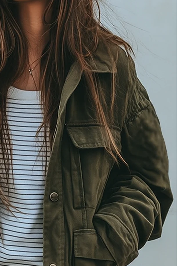 Utility Jacket Relaxed Fit Multiple Pockets