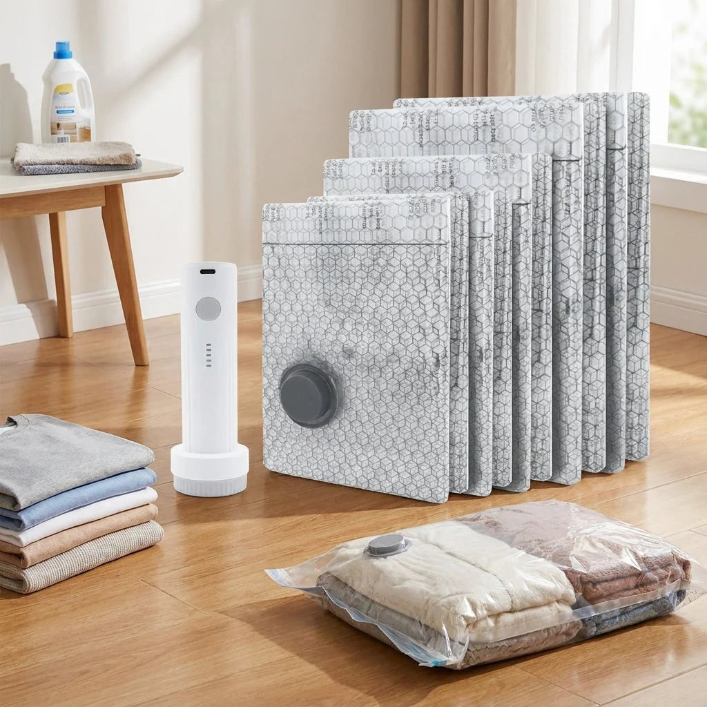 Vacuum Storage Bags Reusable With Cordless Pump Space-Saving Set of 15