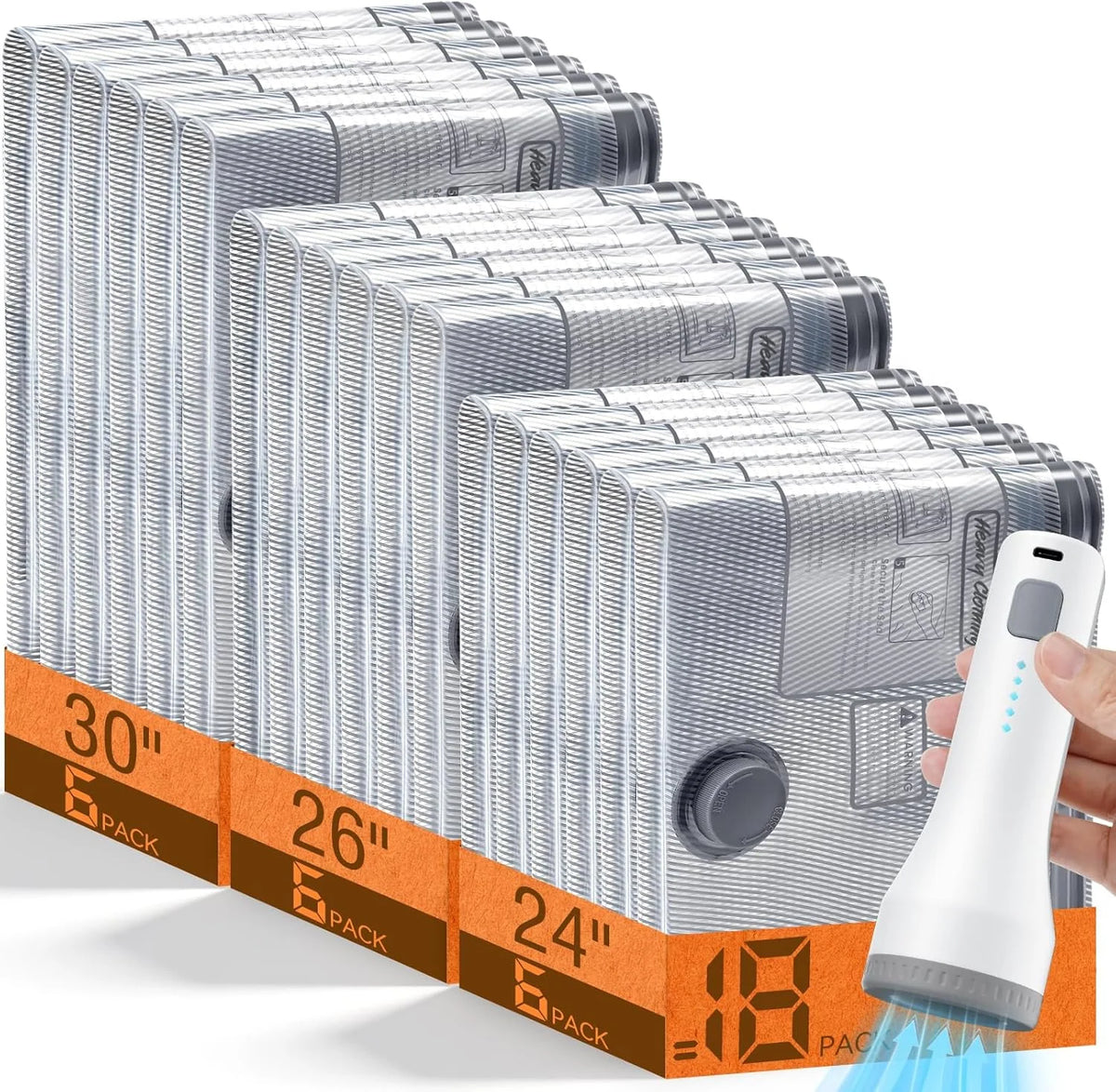 Vacuum Storage Bags Wireless Pump & Zipper Seal Space-Saving
