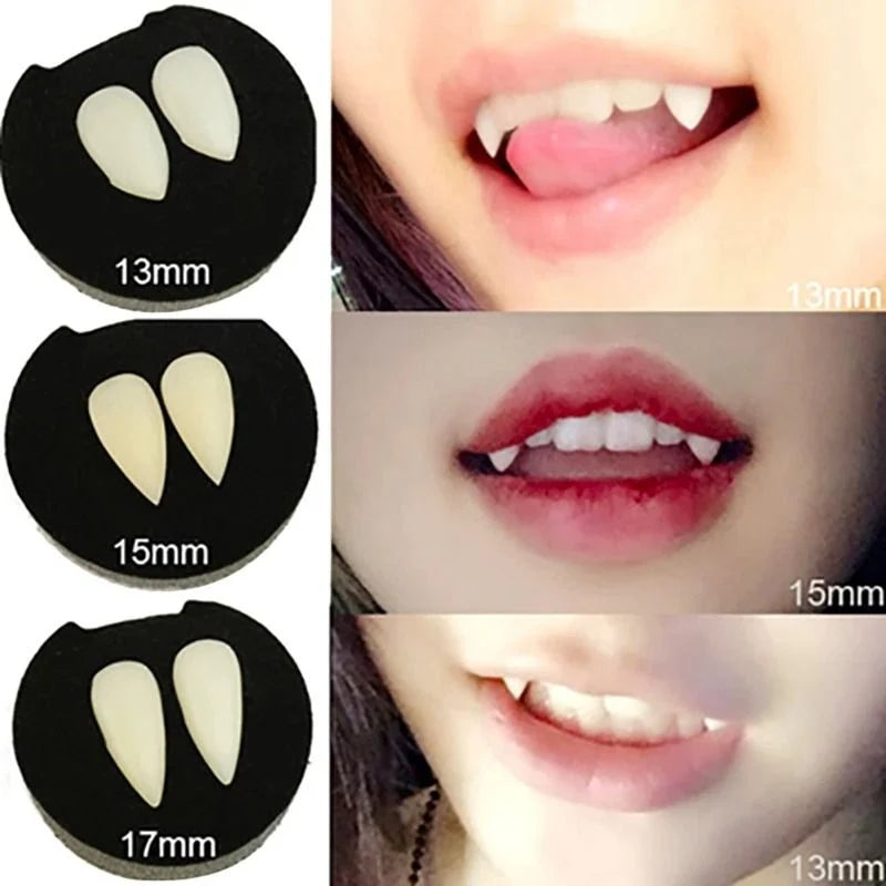 Vampire Fangs Lightweight Plastic Pointed Costume Teeth Four Sizes
