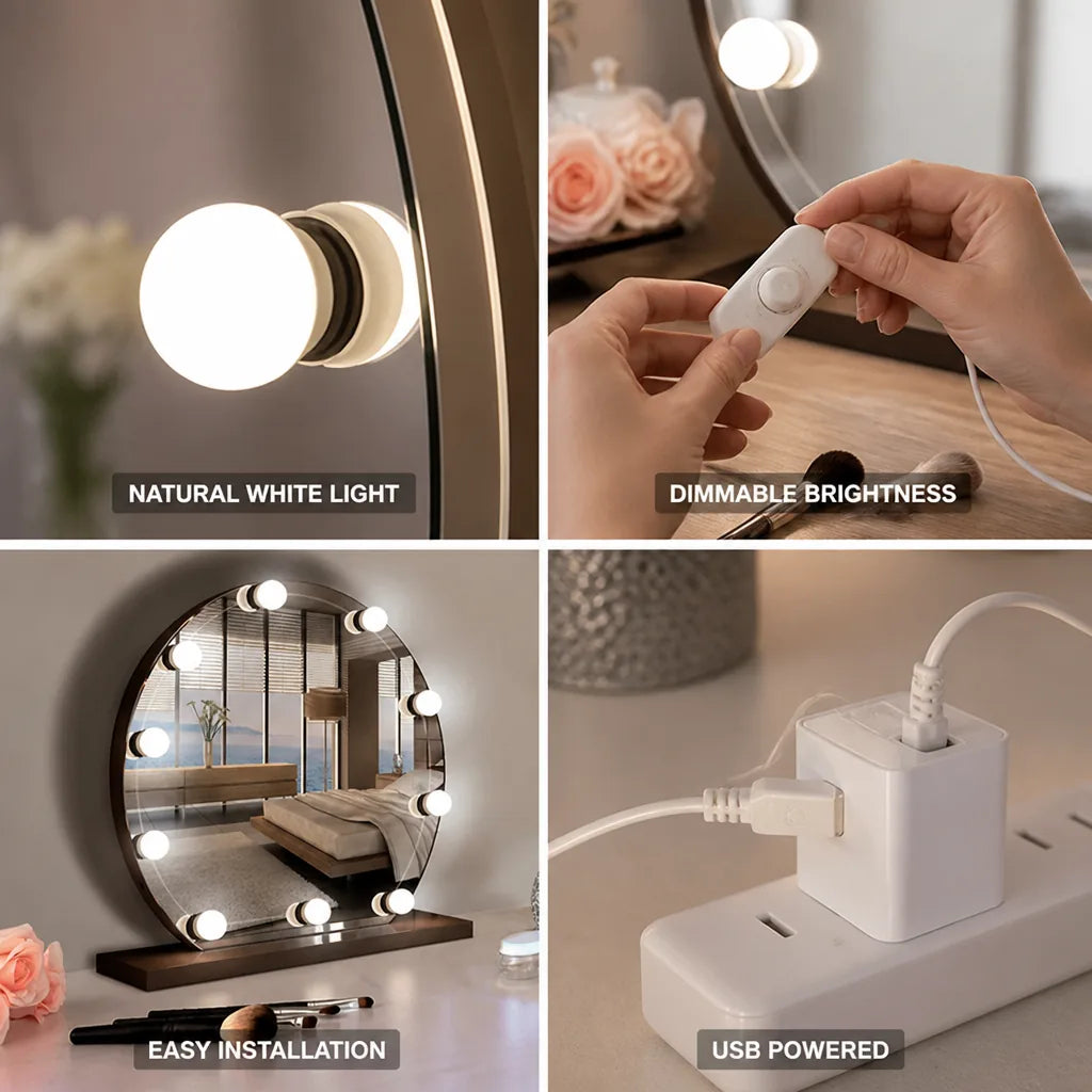 Vanity Mirror Light Kit Dimmable USB Natural White