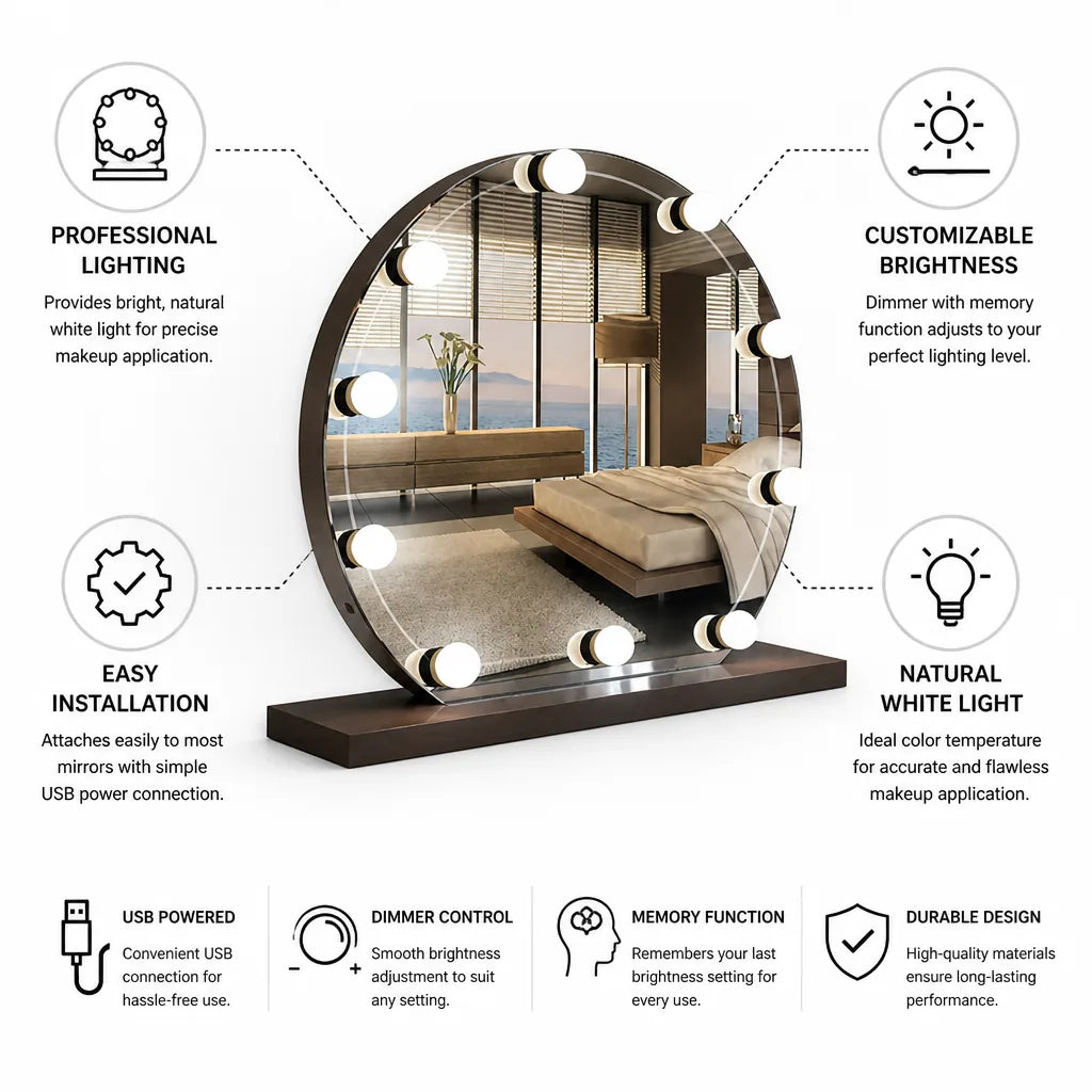 Vanity Mirror Light Kit Dimmable USB Natural White