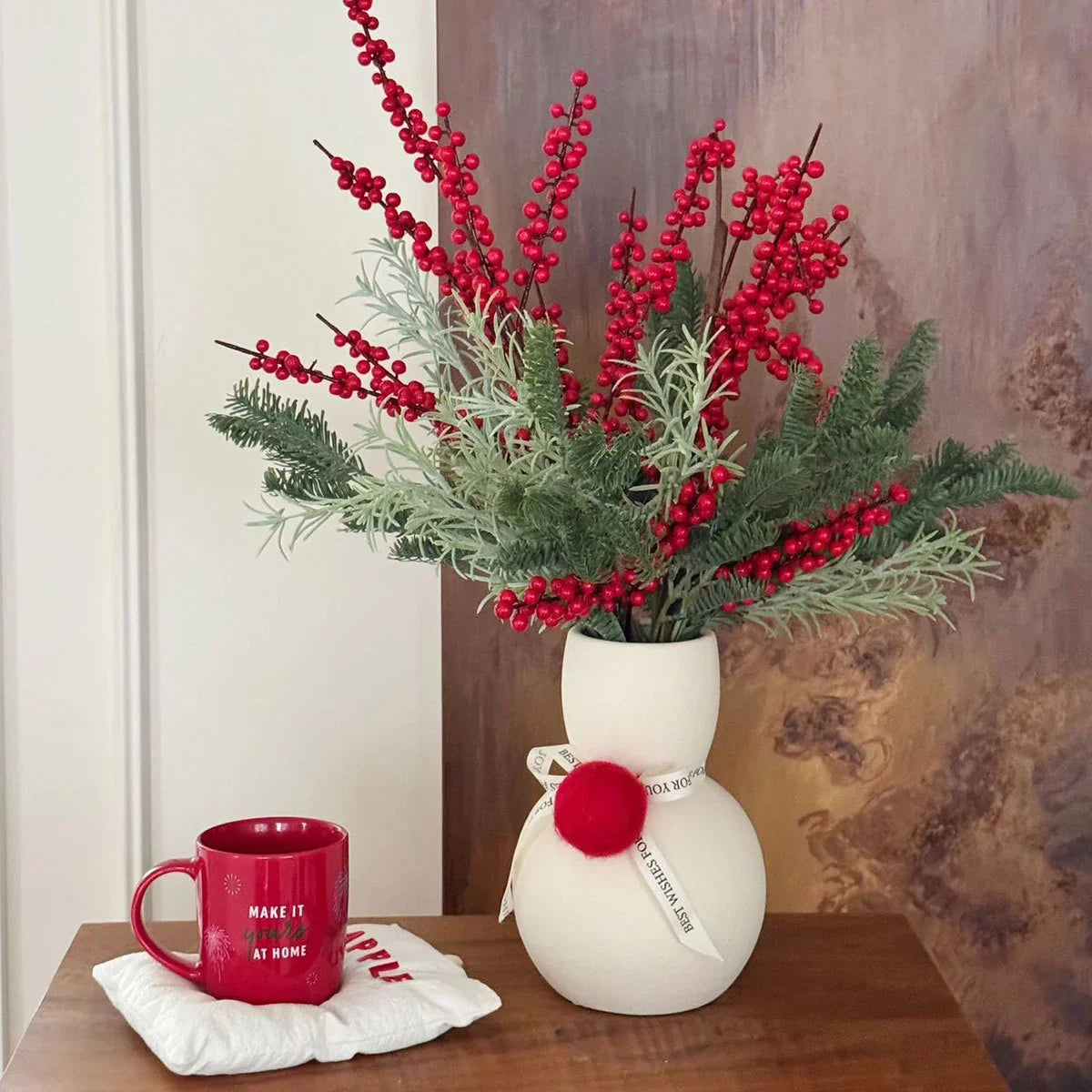Vase Snowman Ceramic Smooth Surface