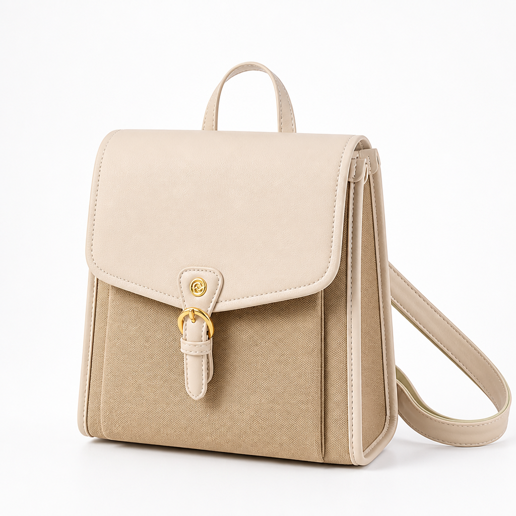 Vegan Leather & Canvas Convertible Backpack