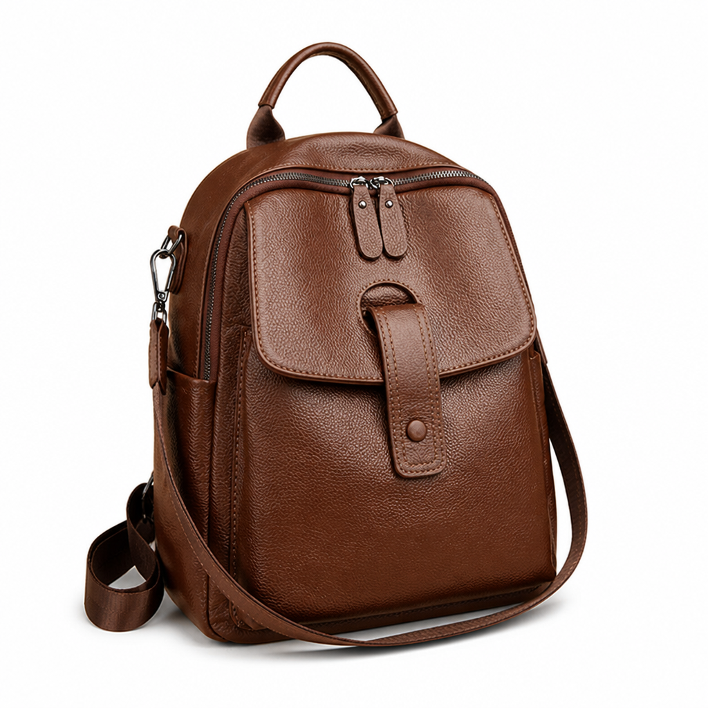 Vegan Leather Spacious Multi-Functional Backpack