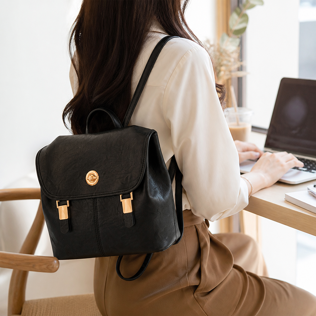 Vegan Leather Vintage-Inspired Backpack (Compact)