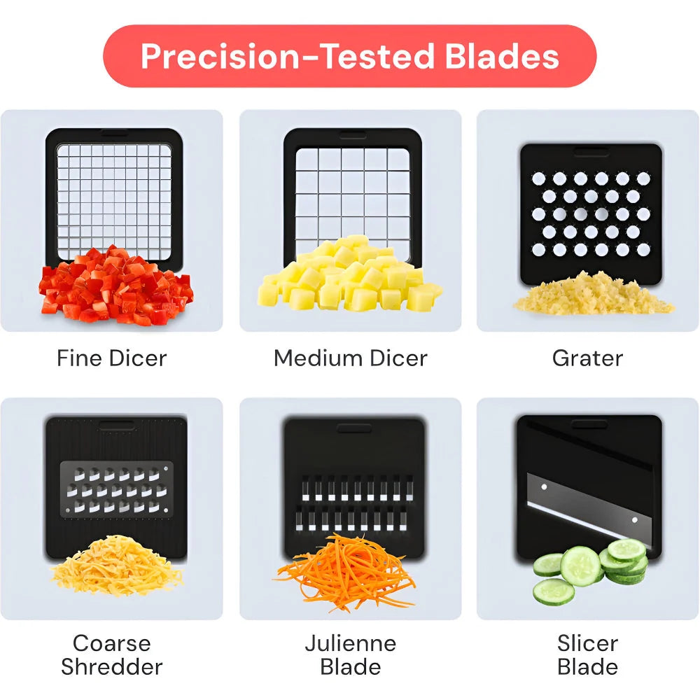Vegetable Chopper 7-in-1 Interchangeable Blades & Catching Container
