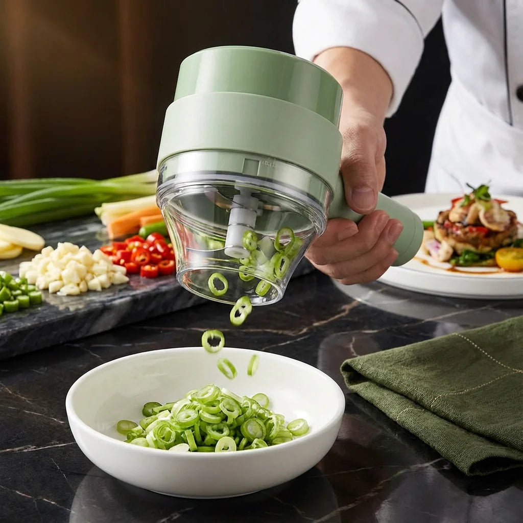 Vegetable Chopper Cordless Rechargeable Removable Bowl & Blade