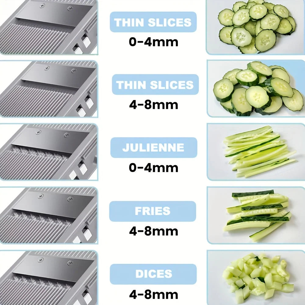 Vegetable Cutter Adjustable Stainless Steel Blade Collection Tray