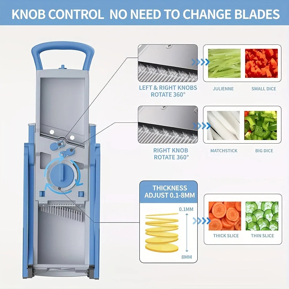 Vegetable Cutter Adjustable Stainless Steel Blade Collection Tray