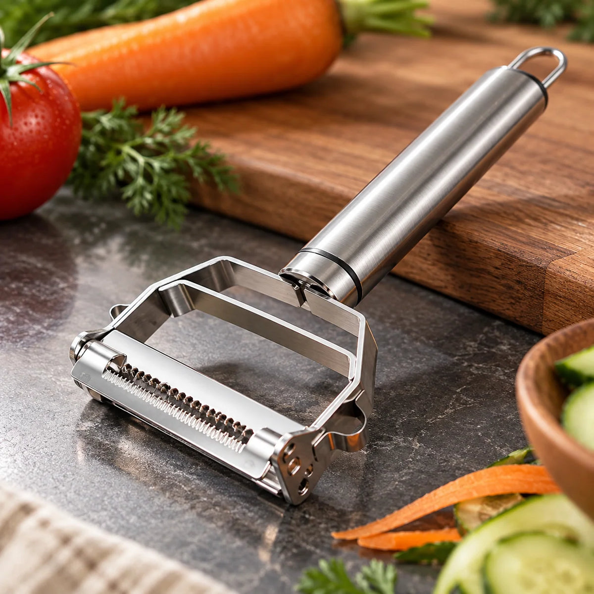 Vegetable Peeler Double-Sided Stainless Steel Blade Non-Slip Grip