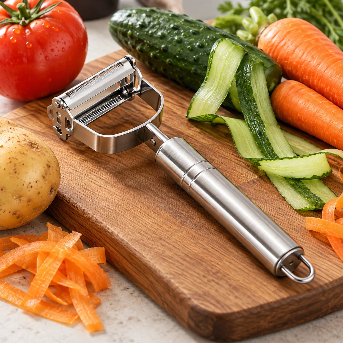 Vegetable Peeler Double-Sided Stainless Steel Blade Non-Slip Grip