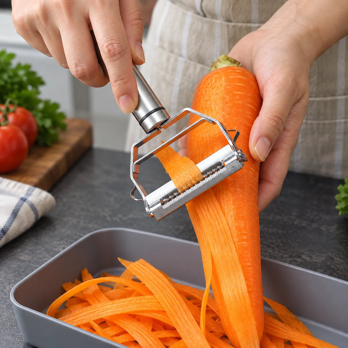 Vegetable Peeler Double-Sided Stainless Steel Blade Non-Slip Grip