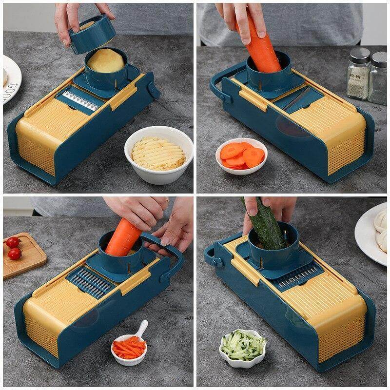 Vegetable Slicer Stainless Steel 4 Blades Detachable Container