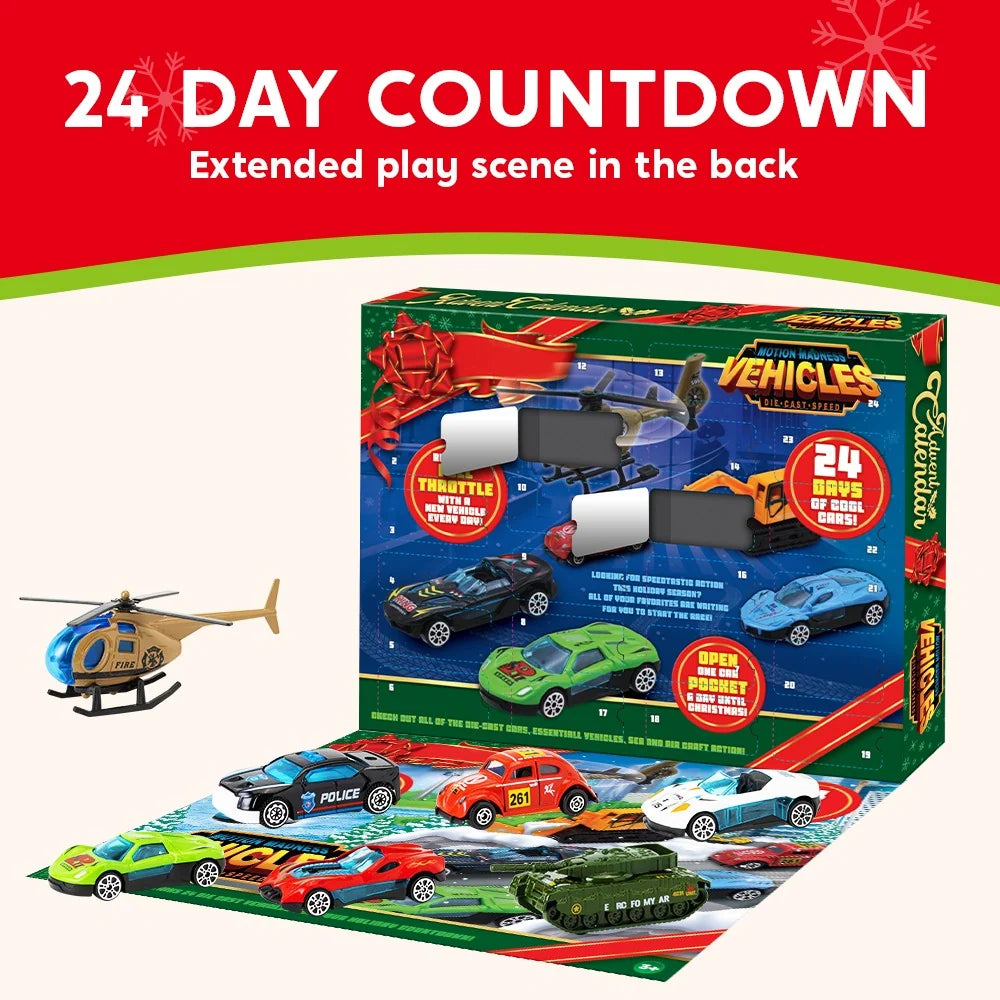 Vehicle Advent Calendar 24 Mini Vehicles 1:64 Scale