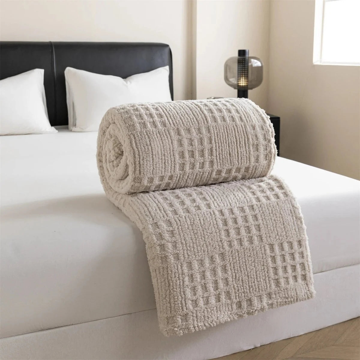 Velvet Blanket Thick Warm Waffle Jacquard Pattern