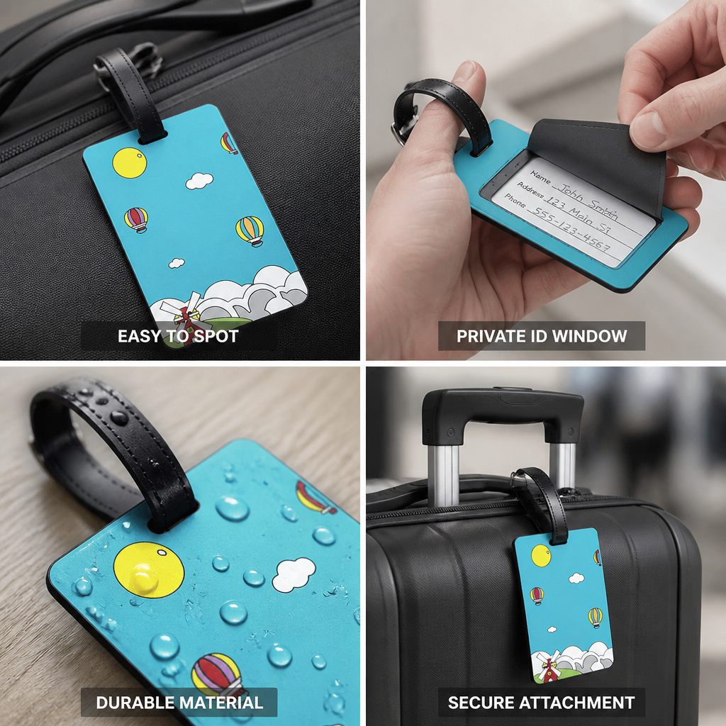 Vibrant Durable Luggage Tag (Secure Strap & Transparent ID Window)