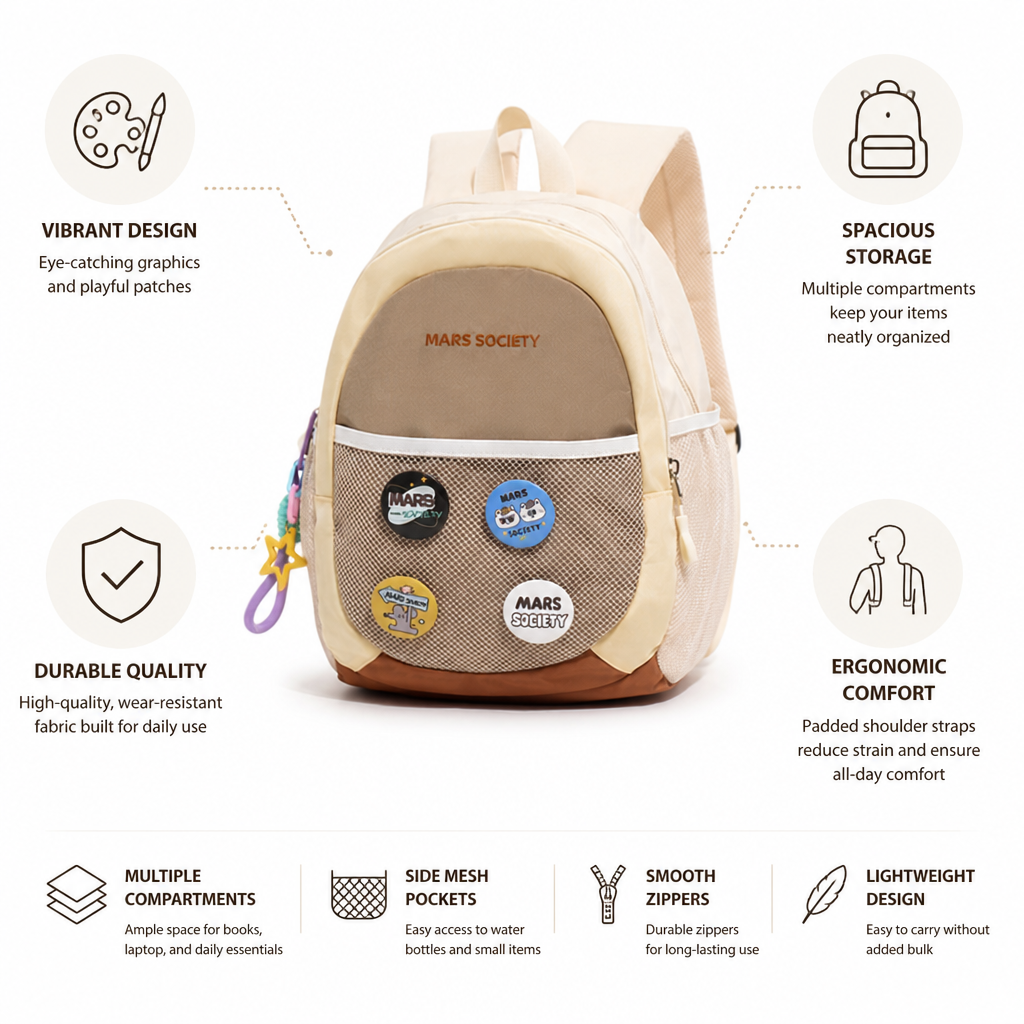 Vibrant Graphic School Backpack (Ergonomic Padded Straps)