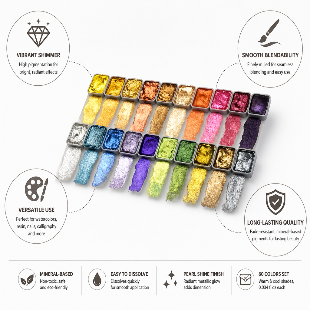 Vibrant Shimmer Pearl Pigment Set (60 Colors)