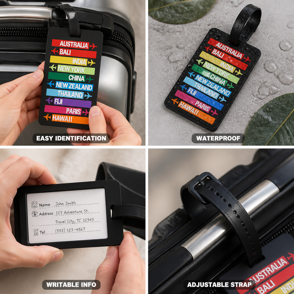 Vibrant Waterproof Silicone Luggage Tag (Adjustable Strap)