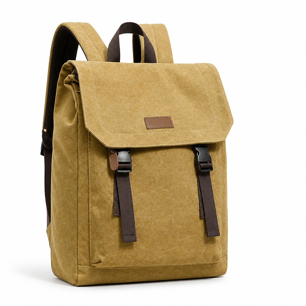Vintage Canvas Leather-Accent Padded Laptop Backpack