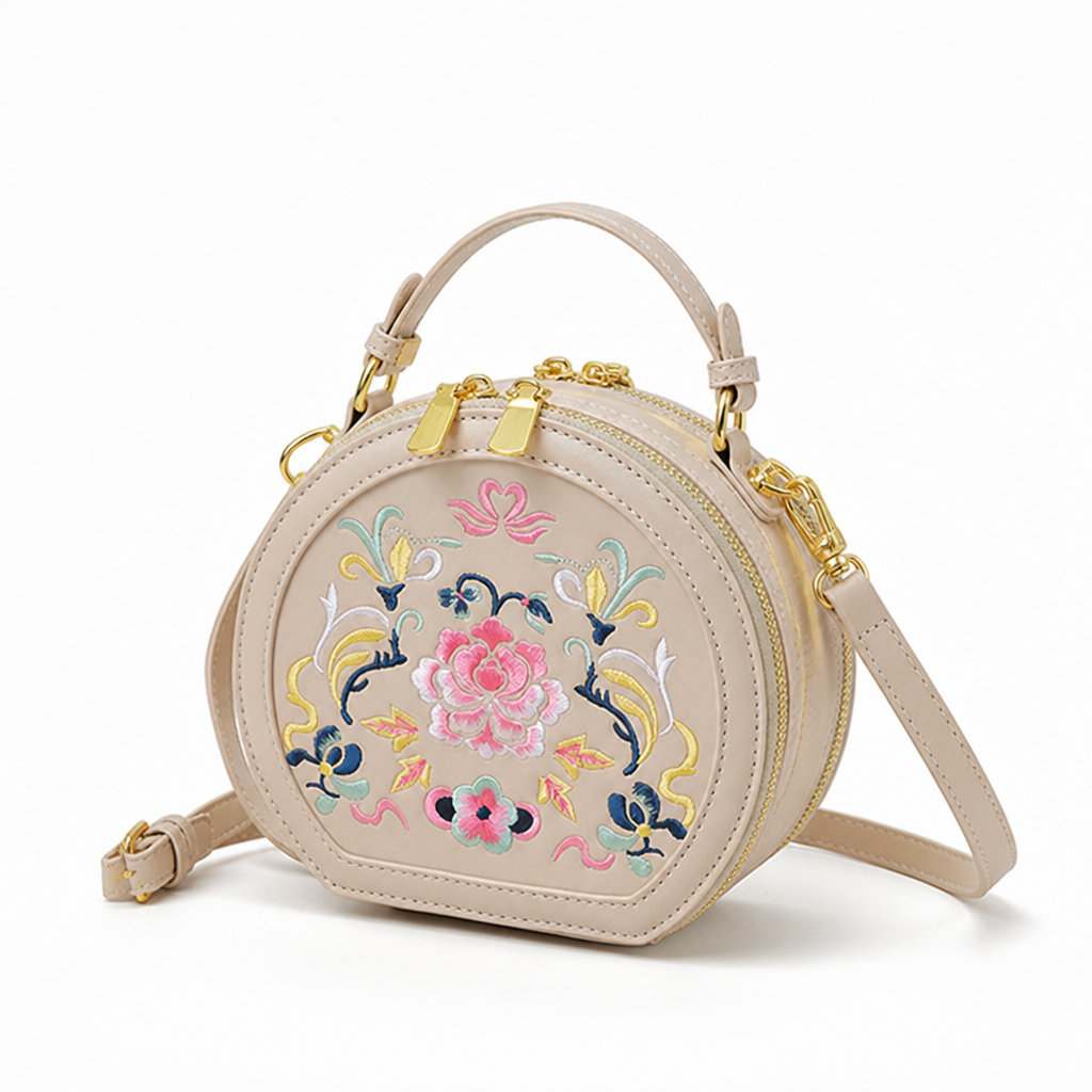 Vintage Floral Embroidered Handbag (Detachable Strap)