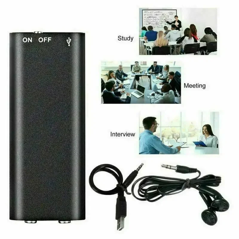Voice Recorder Voice-Activated Built-In Magnet 13-Hour Battery