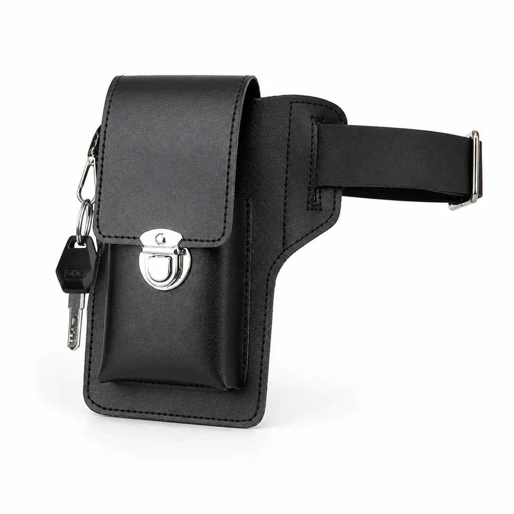 Waist Bag Faux Leather Adjustable Strap 2-Piece Set