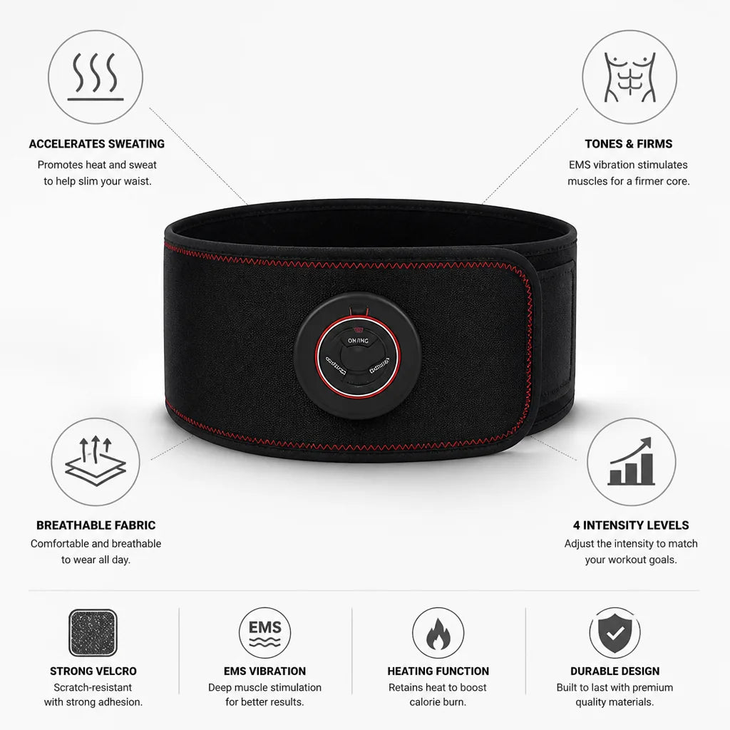 Waist Slimming Belt Heating & EMS Vibration Breathable Fabric