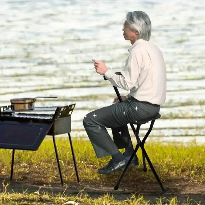 Walking Stick With Seat Foldable Stainless Steel Tripod