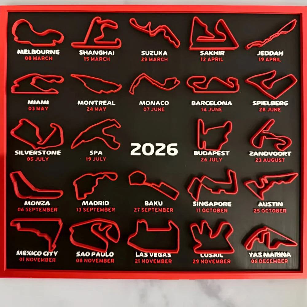 Wall Calendar 2026 Racing Schedule Readable Wall Art