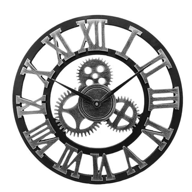 Wall Clock Industrial Mechanical Easy-To-Read Dial